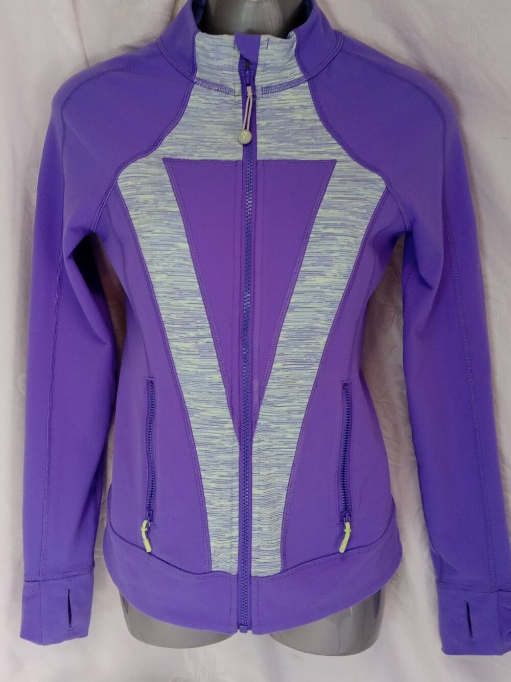 Ivivva by Lululemon Perfect Practice Jacket Purple Gray Zip Up Girls Size 14